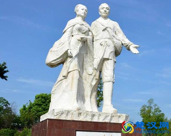 古代董永和七仙女雕像_仙女雕塑_仙女石像